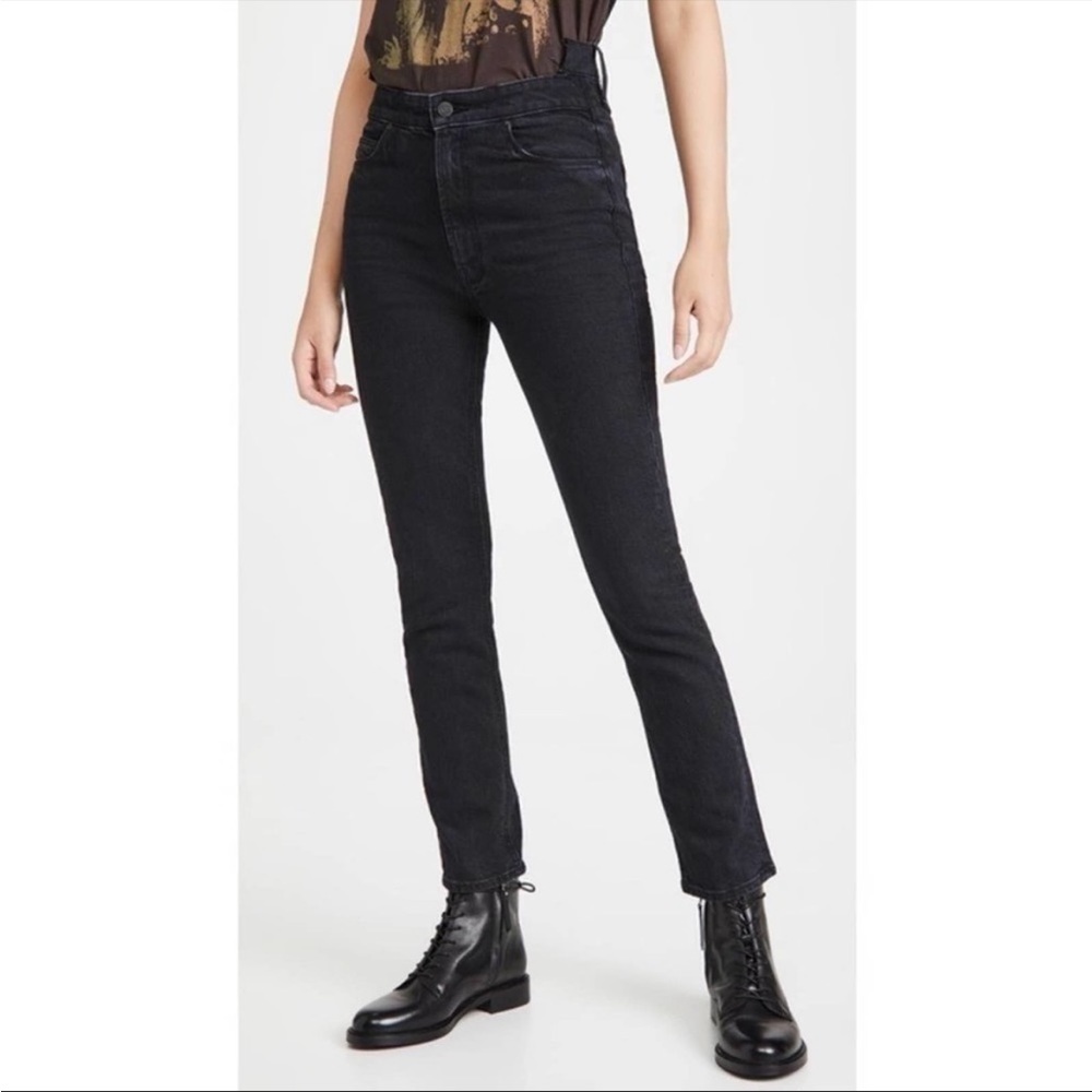MOTHER Black Straight Leg Jeans